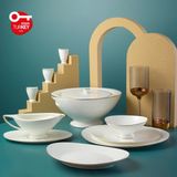 Jumbo Moon Gold 64 Parça Beyaz Porselen 12 Kişilik Yemek Takımı Şık Tasarım ve Dayanıklılık