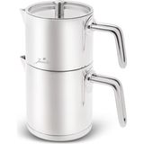 Jumbo Paslanmaz Çelik Full Metal Çaydanlık 3 Parça Gümüş Renkli ve Bulaşık Makinesinde Yıkanabilir