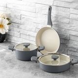 Jumbo Swiss Crystal Grey 5 Parça İndüksiyon Tabanlı Tencere Seti
