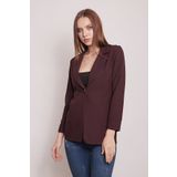 Jument 37000 Yakalı Cepli Uzun Kol Katlamalı Blazer Kumaş Mürdüm Kadın Ceket
