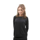 JUMENT Baharlık Modal Kumaş Kayık Yaka Önü Nervürlü Reglan Kollu Bluz(Pantolon için 49045)-Siyah