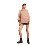 JUMENT Degaje Yaka Balıkçı Yarasa Model Rahat Kesim Oversize Triko Bluz-Koyu Bej