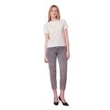 JUMENT Kadın Sıfır Yaka Kırışmaz Span Karışımlı Şık Kısa Kol Likralı T-shirt Bluz-Krem