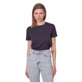 JUMENT Kadın Sıfır Yaka Kırışmaz Span Karışımlı Şık Kısa Kol Likralı T-shirt Bluz-Lacivert