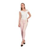 JUMENT Kalın Kemerli Süs Cepli Bilek Boy Likralı Kumaş Pantolon- Pudra