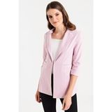 Jument Kapri Truvakar Kol Süs Cepli Kopçalı Ofis Blazer Kumaş Ceket-K.pembe - Koyu Pembe - 36