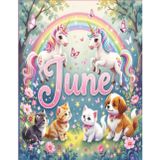 June Personalized Sketchbook: Glossy Cover with 100+ Pages for drawing, coloring and using imagination. First few sheets have idea starters. Features ... go, and better than screens and electronics.