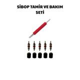 JuneThree Oto Lastik Sibop Tamir ve Bakım Seti Çift Taraflı Sibop Tornavidası Pafta Aleti 5 Sibop İğnesi 5 Plastik Sibop Kapağı