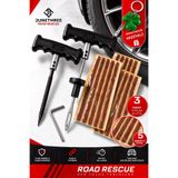 JuneThree Road Rescue Dubleks Lastik Tamir Seti - T Saplı Fitil Atma Aleti ve Törpüsü - 15 Adet Kalın Fitil - Alyanlı Oto Motor Lastik Tamir Kiti - Anahtarlık Hediyeli