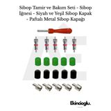 JuneThree Sibop Tamir ve Bakım Seti – Sibop İğne - Sibop Tornavida - Plastik Sibop Kapak - Paftalı Sibop Kapak