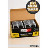JuneThree Yuvarlak Lastik Yaması 30x30 mm - 50 Adet - Çivi Deliği Dış Lastik Tamir Yaması Yerli Üretim