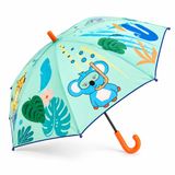 Jungle Friends Çocuk Şemsiyesi Unisex 19" 8 Panel Mint Yeşil MAM361461801 | 190T Pongee Kumaş, Rüzgara Dayanıklı, J Saplı Ergonomik, 3 Yaş ve Üzeri, Koruyucu Yuvarlak Uçlar