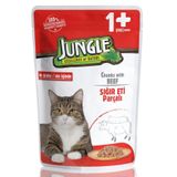 Jungle Jungle Pouch Gravy Soslu Biftekli 100 gr Yaş Kedi Maması