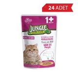 Jungle Pouch Sığır Eti Parçalı Kısırlaştırılmış 24x100 gr Kedi Konservesi