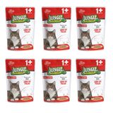 Jungle Pouch Sığır Eti Parçalı Soslu 6x100 gr Yetişkin Kedi Konservesi