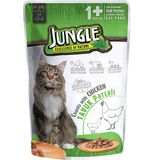 Jungle Pouch Tavuk Eti Parçalı Soslu 12x100 gr Yetişkin Kedi Konservesi