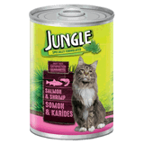 Jungle Somon Balıklı ve Karidesli Konserve Yetişkin 12x415 gr Kedi Maması