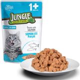 Jungle Somonlu Jöleli Kedi Maması 24 Adet 100 gr Ekonomik Lezzetli Yaş Mama