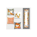 Jungle Sonbahar Balkabağı Temalı Halloween Ekose Desenli Turuncu Autumn 4lü Kırlent Kılıfı Ve Runner Set
