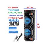 Junglee 2X8 Inç Büyük Boy Tekerlekli Bluetooth Speaker Şarjlı Kablosuz Mikrofonlu Hoparlör Siyah CB-8809