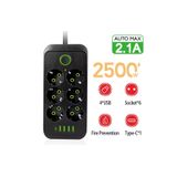 Junglee 6 Soket 4 Usb 1 Pd Şarj Termal Akım Korumalı Priz 2 Metre Kablo Çoklu Priz 6 Lı Priz Gri