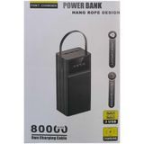 Junglee 80000 Mah Powerbank Ios Android Uyum Ekranlı Type C Mikro Usb Lightning Çıkışlı Siyah
