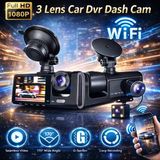 Junglee Black Box Wifi Destekli Full Hd 1080P 3’lü Araç Kamerası (Ön + Iç + Arka Kamera) Dvr Car Dashcam