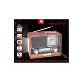 Junglee Bluetooth Hoparlör Şarjlı Müzik Çalar Usb Sd Kart Fm Fener Nostaljik Radyo Kırmızı-Kahve