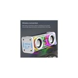 Junglee Bluetooth Hoparlör Tws Özellikli 2X5W LED Işıklı Fm Radyo USB Sd Kart Giriş Kablosuz Şarjlı Speaker - Beyaz