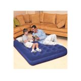 Junglee Çift Kişilik Şişme Yatak Kadife Dokulu Büyük Boy 2 Kişilik Yatak 191Cmx137Cmx22Cm Lacivert
