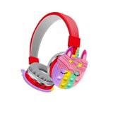 Junglee Çoçuklar Için Bluetooth Kulaklik Karikatür Popit Sd Kart Girişli Şarjlı Kablosuz Kulaklik Kırmızı