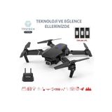 Junglee E88 4K Hd Çift Kamerali Drone App Kontrol Wifi Li Katlanabilir X3 Batarya Siyah