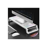 Junglee Laptop Sehpası Rgb Işıklı Mönitör Standı Ekran Altlığı 4 Usb Hub Telefon Tutuculu Beyaz cooler-T1