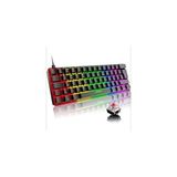 Junglee Mekanik Oyuncu Klavyesi Rgb LED Işıklı Type-C Girişli Red Switch Mechanical Gaming Keyboard - Siyah