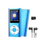 Junglee Metal Mp3 Çalar Dijital Ekranli Mp4 Player Ses Kayit Fm Radyo 32Gb Hafiza Karti Hediye Mavi