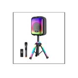 Junglee Mikrofonlu Bluetooth Hoparlör Led Işikli Taşinabilir Şarjlı Ses Sistemi Tf Kart Usb Fm Radyo 1600W Siyah NDR-102B