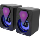 Junglee Mini Bilgisayar Hoparlörü Rgb LED Işıklı Gaming Oyuncu 3.5mm Jack USB Speaker 1+1 Ses Sistemi
