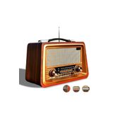Junglee Nostaljik Radyo Bluetooth Speaker Şarjlı Sd Kart Usb Girişli Mp3 Çalar Kablosuz Hoparlör Kahverengi R-2066BT