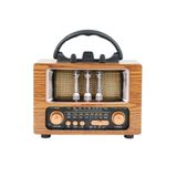 Junglee Nostaljik Radyo Şarjlı Bluetooth Hoparlör Taşınabilir Sd Kart Usb Girişli Mini Speaker Ahşap