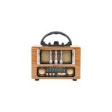 Junglee Nostaljik Radyo Şarjlı Bluetooth Hoparlör Taşınabilir Sd Kart USB Girişli Mini Speaker - Kahverengi