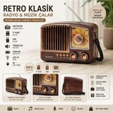 Junglee NS-3381BT Mini Nostaljik Radyo Müzik Çalar Bluetooth Speaker Şarjlı Hafıza Kartı ve USB Girişli Mp3 Müzik Çalar Kablosuz Hoparlör Fm Radio
