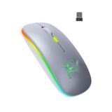 Junglee Rgb Led Işıklı Şarjlı Kablosuz Mouse Sessiz 2.4 Ghz Usb Wireless 800-1200-1600 Ayarlanabilir Dpi Gümüş E-1300