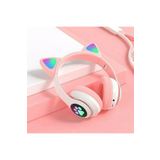 Junglee Stn28 Kablosuz Kedi Kulaklik Şarjlı Led Işıkli Bluetooth Kulaklik Aux Sd Kart Beyaz