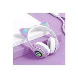 Junglee Stn28 Kablosuz Kedi Kulaklik Şarjlı Led Işıkli Bluetooth Kulaklik Aux Sd Kart Lila