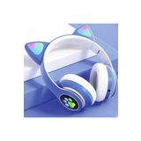 Junglee Stn28 Kablosuz Kedi Kulaklik Şarjlı Led Işıkli Bluetooth Kulaklik Aux Sd Kart Mavi