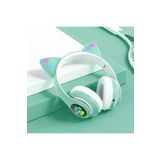 Junglee Stn28 Kablosuz Kedi Kulaklik Şarjlı Led Işıkli Bluetooth Kulaklik Aux Sd Kart Turkuaz