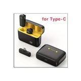 Junglee Type C Kablosuz Çiftli Yaka Mikrofonu Video Ses Kayit Ios Android Uyumlu Şarj Kutulu Mikrofon Siyah-Type-C