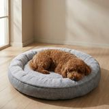 Jungolica Bunny Kedi ve Köpek Yatağı Gri 85x85x15 cm Orta, Donut Şekli, Yükseltilmiş Kenar, Ultra Yumuşak Peluş, Stres Azaltıcı, Kaydırmaz Taban, Yıkanabilir Kedi ve Köpek Yatak