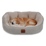 Jungolica Coco Kedi ve Köpek Yatağı Bej, Oval Tasarım, Çift Taraflı Yıkanabilir Minder, Ultra Yumuşak, Yükseltilmiş Yan Destek, Kaydırmaz Taban (Medium)