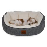 Jungolica Coco Kedi ve Köpek Yatağı Beyaz, Oval Tasarım, Çift Taraflı Yıkanabilir Minder, Ultra Yumuşak, Yükseltilmiş Yan Destek, Kaydırmaz Taban (Small)